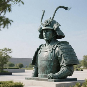 Sculpture de samouraï japonais réaliste en bronze coulé en métal de grande taille, personnalisée, soudée, pour jardin extérieur - Product Image 2