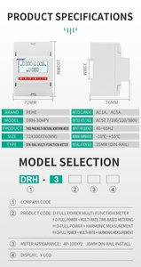 <span class=keywords><strong>LCD</strong></span> 35mm Din Rail kỹ thuật số mét ba giai đoạn năng lượng mét RS485 xen kẽ màn hình hiện tại modbus rtu 380V 400V AA - Product Image 6