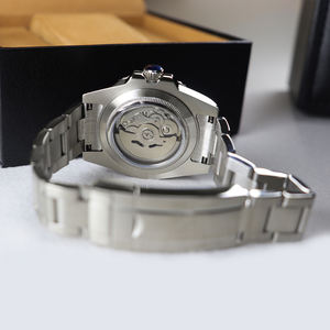 Montre automatique GMT à double fuseau horaire, lunette rotative 24h, 5 ATM, cristal saphir, fond transparent, acier inoxydable, mouvement automatique NH35 - Product Image 3