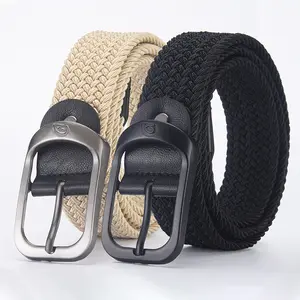Cinturón tejido sin perforaciones para hombre y mujer, cinturón de lona elástico para pantalones de estudiante versátil de estilo orean