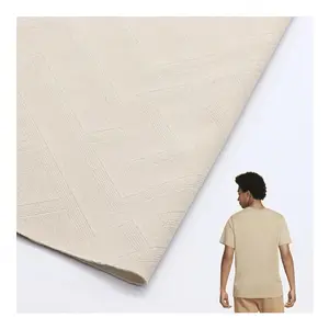 Tecido de malha flexível de poliéster 300GSM para camisetas esportivas, tecido jacquard Coolmax de secagem rápida e elastano