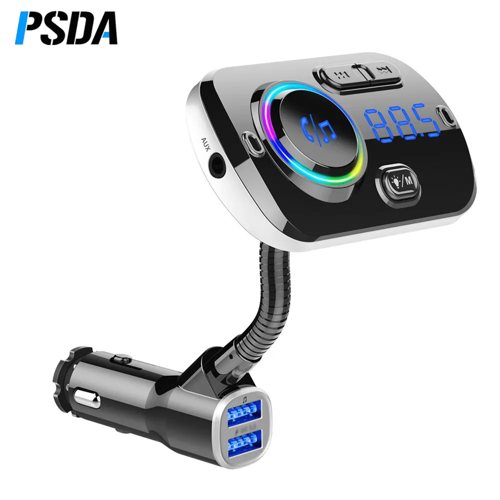 PSDA akıllı FM verici kablosuz MP3 çalar araba FM modülatör QC3.0 hızlı şarj araba radyo adaptörü kablosuz verici