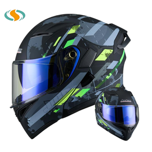 Nouveau casque de moto tout-terrain R30 multicolores avec finition premium en ABS, visière rabattable transparente et garantie d'un an - Product Image 5