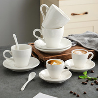 Ensemble de tasses à café en céramique épaissie réutilisables, style minimaliste, avec soucoupes pour expresso et accessoires de café