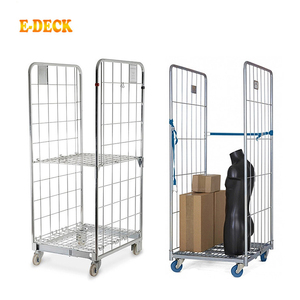 Entrepôt 2 côté pliable pour le stockage sécurisé pliable en acier de fret logistique cage chariots <span class=keywords><strong>à</strong></span> roulettes <span class=keywords><strong>chariot</strong></span> - Product Image 1