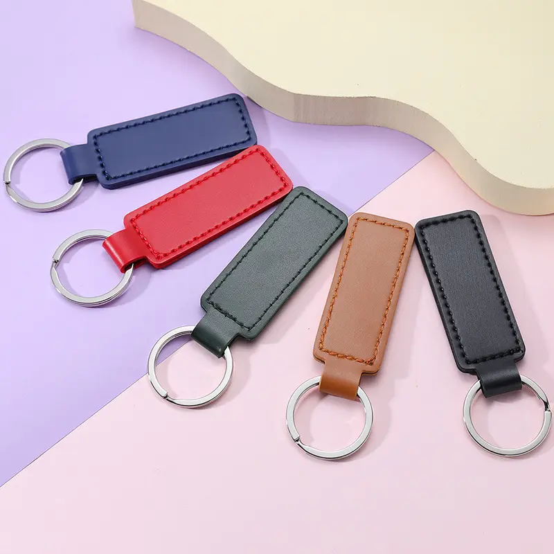 Creative factory price hot sale wholesale price pu leather blank key chain keyring