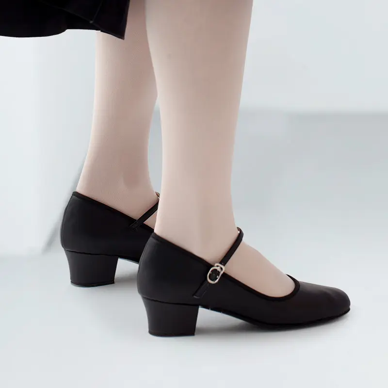 Wholesale Customization Latest Women Super Leather Character Dance Shoes Black Leather Dancing Shoes