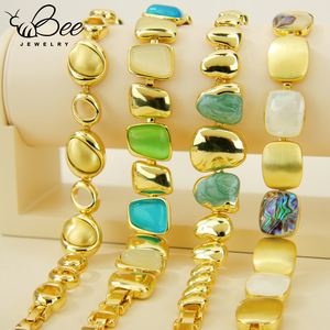 Trendy Fashion Turkey Gemstone 14K Gold Copper Dainty Jewelry Bracelet Oval Crystal Geometric Charm Bracelet - Product Image 6