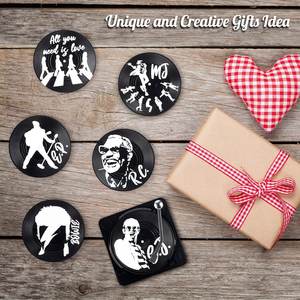 <span class=keywords><strong>Dessous</strong></span> <span class=keywords><strong>de</strong></span> verre rétro drôles en <span class=keywords><strong>vinyle</strong></span> avec lecteur 6 pièces sous-verres <span class=keywords><strong>de</strong></span> musique pour boissons cadeaux pour les mélomanes décor à la maison pendaison <span class=keywords><strong>de</strong></span> crémaillère - Product Image 5