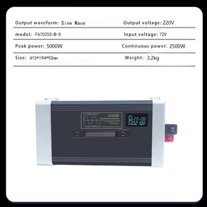 <span class=keywords><strong>Convertisseur</strong></span> d'énergie à onde sinusoïdale pure personnalisé 72V DC 220V AC 2500W avec affichage numérique pour voiture, yacht et usage domestique - Product Image 3