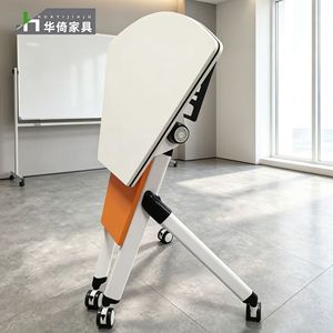 Conjunto de mesa y silla plegables de metal, móviles, para escuela, sala de reuniones, mobiliario. - Product Image 3