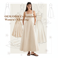Gaun Maxi Musim Panas Wanita Model A-Line Kasual dengan Saku Samping, Kerah Kotak, Tanpa Lengan, Bergaris, Panjang hingga Mata Kaki, Gaya Resort Terbaru