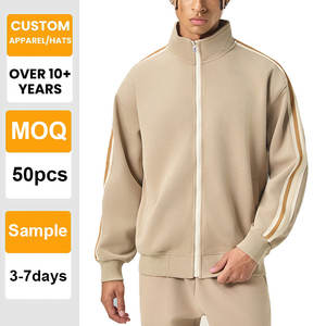 Chaqueta Casual con Cremallera y Rayas Personalizable de 340G, Chaqueta Deportiva de Estilo Preppy Moderno al por Mayor - Product Image 1