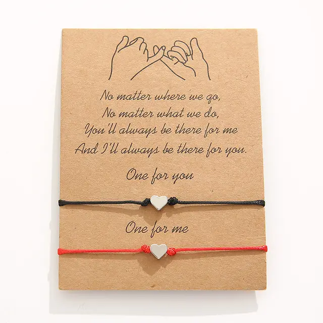 크리 에이 티브 하트 팔찌 유럽과 미국의 간단한 하트 모양의 왁스 라인 축복 짠 카드 보석 커플 팔찌