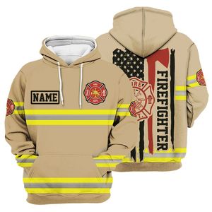 Sudadera con capucha de bombero con nombre personalizado y envío directo al por mayor para Rescue Hero, sudadera con estampado personalizado para hombre y mujer, ropa de invierno - Product Image 1