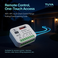 Tuya Wifi Garage porte-clés télécommande universelle 433MHz 2CH transmetteur roulant RF 9-36 85-250V usage domestique Code d'apprentissage fixe