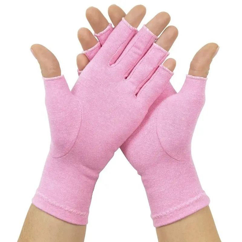 Pink Fingerless Cotton Arthritis Hands Carpal Tunnel Hand Support Magnetic Therapy Compression Arthritis Gloves
