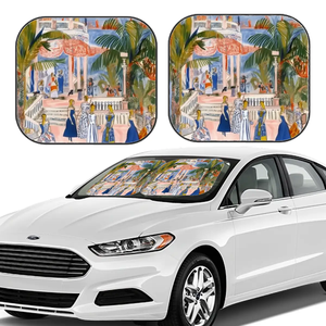 ที่บังแดดด้านหน้ากระจก2ชิ้นสไตล์ธุรกิจผ้าพับได้วัสดุไนลอนหนัง - Product Image 4