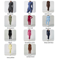Veste à fermeture éclair complète taille haute collants push up combinaison d'entraînement sensation nue ensemble de vêtements de sport pour femmes ensembles de sport de course à pied