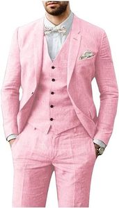 <span class=keywords><strong>Costume</strong></span> <span class=keywords><strong>Homme</strong></span> <span class=keywords><strong>Bleu</strong></span> <span class=keywords><strong>Ciel</strong></span> Coupe Slim 3 Pièces (Veste, <span class=keywords><strong>Gilet</strong></span>, Pantalon) en Lin et Coton pour Été, Plage et Mariage - Trajes Para Hombres - Product Image 4