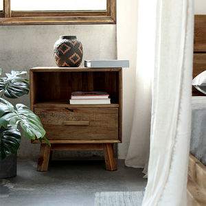 أثاث عتيق ريفي من الخشب، طاولات جانبية لغرفة النوم بجانب السرير - Product Image 1