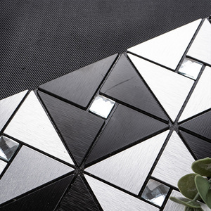 Black and <strong>White</strong> Mixed Metal Texture Aluminium Self Adhesive Mosaic <strong>Stick</strong> <strong>on</strong> <strong>Tiles</strong> for Kitchen Backsplash - Product Image 6