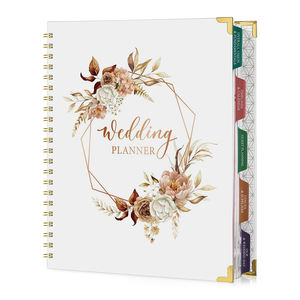Agenda de Bodas Personalizada A5 con Espiral, Diseño de Lujo en Blanco de Alta Calidad, Papel Ecológico con Detalles en Dorado, 80 Hojas Personalizables - Product Image 1