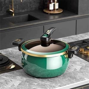 Marmite à soupe, <span class=keywords><strong>faitout</strong></span>, <span class=keywords><strong>cocotte</strong></span>, casserole multifonction en émail avec couvercle en verre, compatible gaz, micro-pression, nouveau style, 5 litres, 7L - Product Image 2