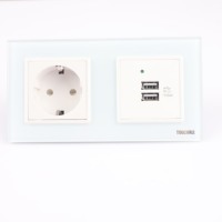 Toma de corriente Usb Dual, enchufe de pared estándar de la UE, 16A, con 2 puertos Usb