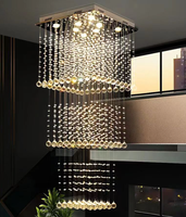 Lustre d'escalier moderne de luxe en cristal nordique avec installation professionnelle, haute luminosité et installation facile