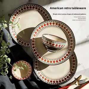 Set di Stoviglie in <span class=keywords><strong>Ceramica</strong></span> Stile Nordico Americano Vintage, 46 Pezzi, Porcellana Bone China, <span class=keywords><strong>Piatti</strong></span> in <span class=keywords><strong>Ceramica</strong></span> Modello Ciliegia Rossa per Casa - Product Image 4