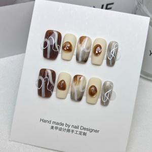Lot de <span class=keywords><strong>faux</strong></span> <span class=keywords><strong>ongles</strong></span> courts en acrylique à <span class=keywords><strong>prix</strong></span> de gros, flexibles, avec diamants, pour <span class=keywords><strong>manucure</strong></span> et pédicure – Meilleure offre d'<span class=keywords><strong>ongles</strong></span> artificiels - Product Image 2