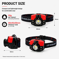 Lampe frontale LED COB rouge zoomable 400 lumens pour la randonnée, la chasse et le camping