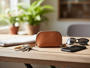 Portamonete da Donna Piccolo a Mezzaluna con Cinturino da Polso, Chiusura a Cerniera, in Pelle Sintetica Microfibra, Mini Formato, Tinta Unita - Product Image 2