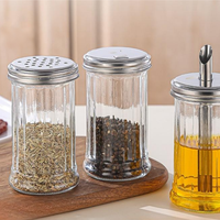 Distributeur d'épices en verre transparent 12oz, réglable en finesse, avec couvercle métallique écologique, compatible lave-vaisselle, pour cuisine et table.