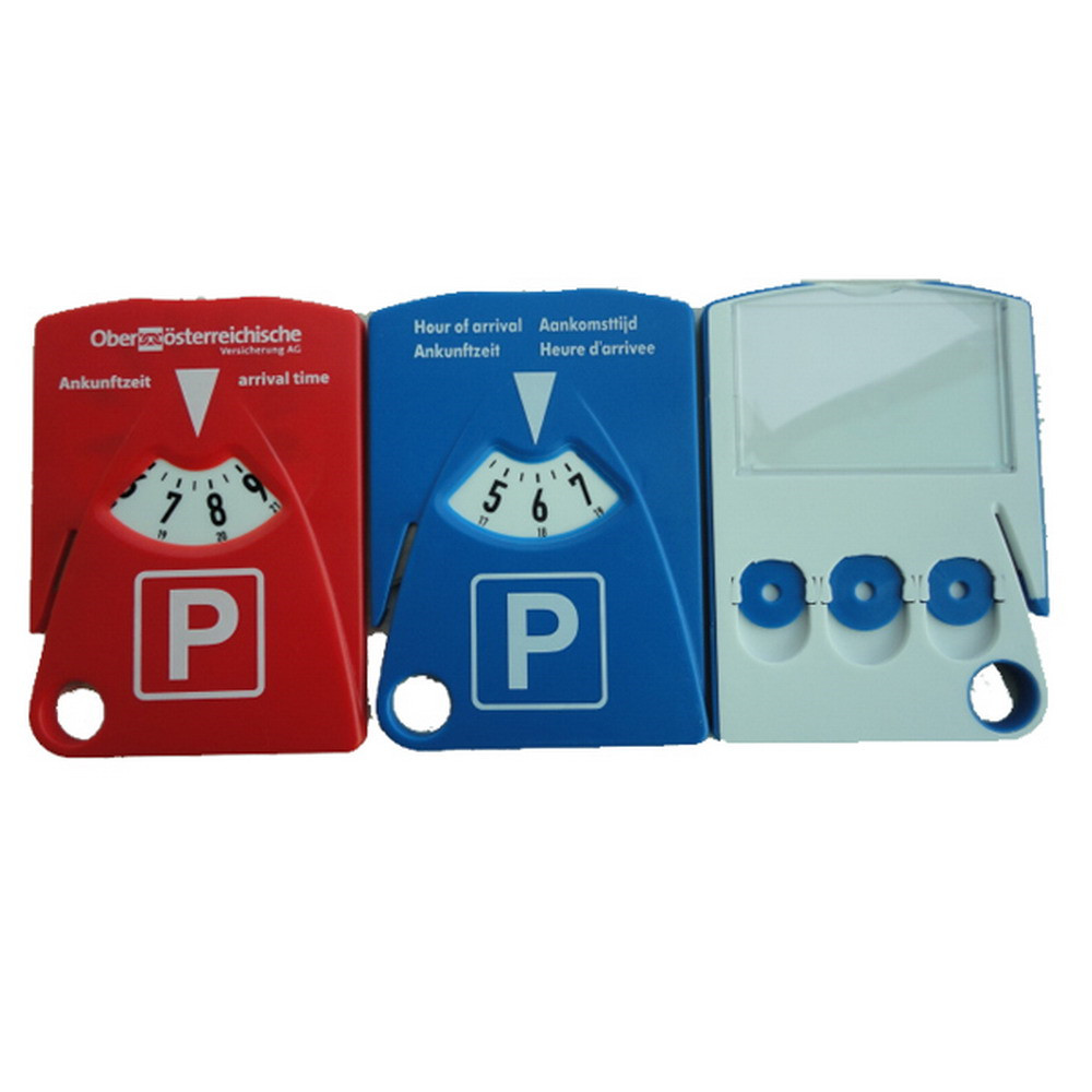 Customized logo Trolley Token Coin Car Ice Scraper Blue Parking Timer Car Parking Disc Clock
