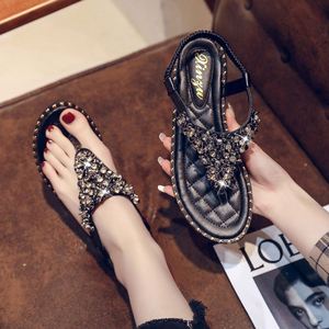 2026 Summer New Women Bohemian Roman Sandals Ethnic Handmade Beaded Woven Retro <b>Beach</b> Casual <b>Shoes</b> - Product Image 2