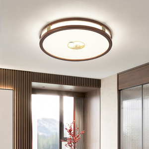 Chinese Style <b>Ceiling</b> <b>Light</b> Led Square Modern Living Room Bedroom Lamp With Wood Frame And Golden Detail - Product Image 3