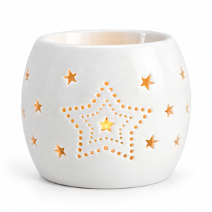 Bruciatore di Cera in Ceramica Bianca per Oli Essenziali con Design Cavo per Candele Tealight, Decorazione per Profumazione Casa - Product Image 4