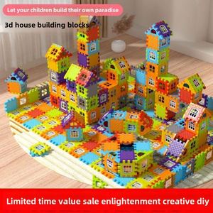 Blocs d'empilage éducatifs colorés pour enfants, 50 pièces, jouets de puzzle, grandes particules en plastique, sécurité assurée - Product Image 3