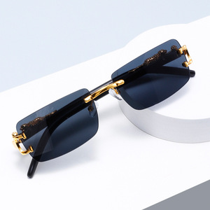 Lunettes <span class=keywords><strong>de</strong></span> soleil sans monture en métal personnalisées avec décor <span class=keywords><strong>de</strong></span> guépard, tête <span class=keywords><strong>de</strong></span> panthère rétro, verres colorés pour hommes et femmes - Product Image 1