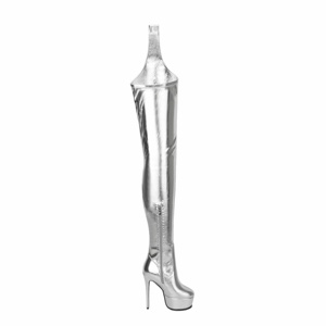 אופנה נשים פלטפורמה גבוהה עקבים צמוד צפצף מגפי כסף פגיון פטיש סקסי מועדון לילה חגור מפשעה ירך גבוהה אתחול - Product Image 2