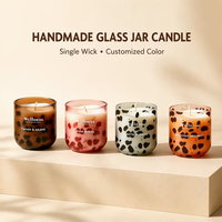 Ensemble cadeau de bougies parfumées au soja en verre à motif léopard de luxe, personnalisées OEM, pour supermarché, décoration intérieure, vente en gros en vrac, usine
