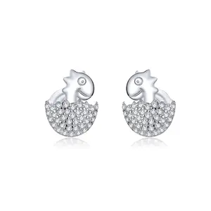 Nette baby dinosaurier Ohrringe silver925 kreative spaß Tier besetzt mit diamanten BSE354