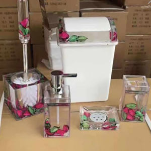 5pcs/Set Bathroom Set Acrylic 3D Floating Toothbrush Holder Soap Dispenser Trash Cup Holder Ornament AA22-25
