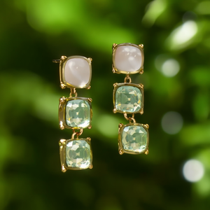 ต่างหูห้อยทรงสวย วัสดุสแตนเลส 316L ชุบทอง PVD ทนทาน ดีไซน์หินทรงสี่เหลี่ยม - Product Image 3