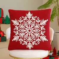 Coussin décoratif de Noël en peluche brodé, motif flocon de neige rouge, renne, cloche, arbre, garni de coton PP, unisexe, pour canapé, maison, fêtes