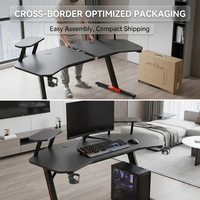 Support de bureau gaming moderne en métal extensible AOR avec porte-gobelet, crochet pour casque, boîte multiprise et support pour ordinateur en acier inoxydable – Vente directe usine