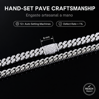 Collier chaîne cubaine de style moderne en laiton et zircon, longueurs personnalisées 8 mm, bijoux géométriques pour fêtes