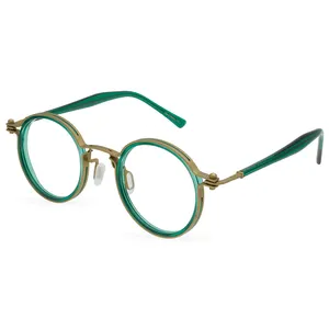 Puur Titanium Retro Trend Ronde Frame Bijziendheid Bril Montuur Jonge Studenten Optische Bril Frame